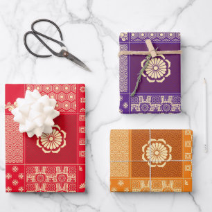 Feuille De Papier Cadeau Motif de mélange japonais