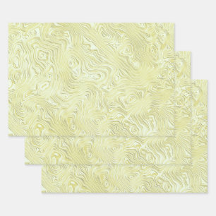 Feuille De Papier Cadeau Motif de moire fausse soie soyeux en jaune scintil