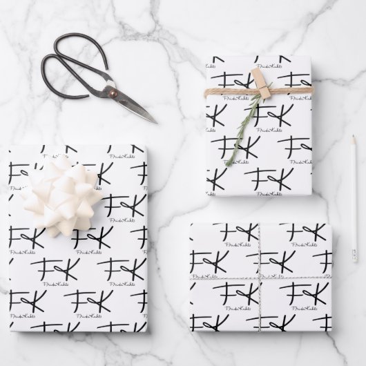 Feuille De Papier Cadeau Motif de monogramme "FK" de Frida Kahlo (Recto)
