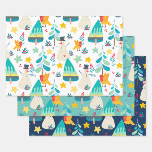 Feuille De Papier Cadeau Motif de Noël coloré arrière - plan personnalisé