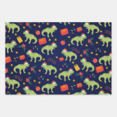 Feuille De Papier Cadeau Motif de Noël de Dinosaur (Devant)