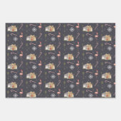 Feuille De Papier Cadeau Motif de Noël de la Maison du Milieu Rétro (Devant 3)