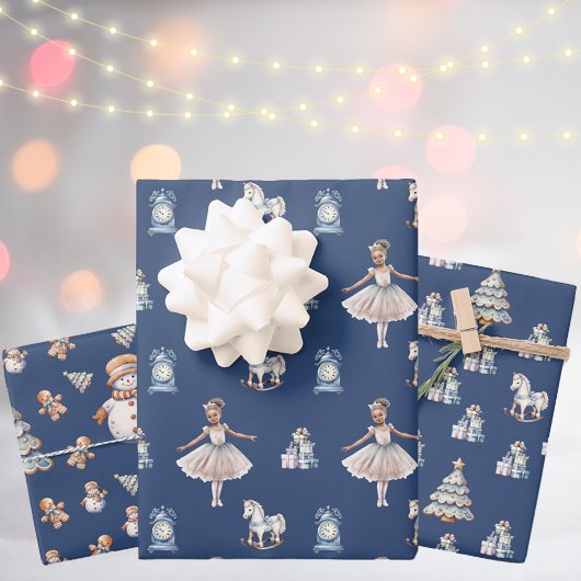 Feuille De Papier Cadeau Motif de Noël en aquarelle classique