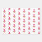 Feuille De Papier Cadeau motif de Noël en carrelage rose et festif (Devant 3)