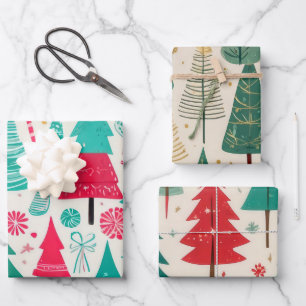 Feuille De Papier Cadeau Motif de Noël Festif Whimsical