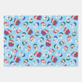 Feuille De Papier Cadeau Motif de Noël Festive Snowmen (Devant)