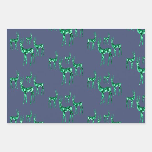 Feuille De Papier Cadeau Motif de Noël Gemstone Crystal Reindeer (Devant 2)