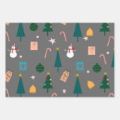Feuille De Papier Cadeau Motif de Noël gris (Devant 3)