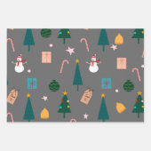 Feuille De Papier Cadeau Motif de Noël gris (Devant 2)