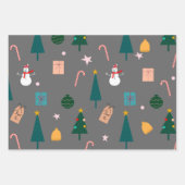 Feuille De Papier Cadeau Motif de Noël gris (Devant)