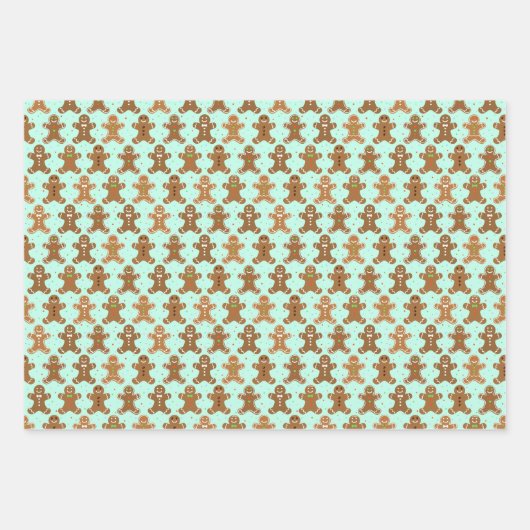 Feuille De Papier Cadeau Motif de Noël Hommes Gingerbread (Devant 3)