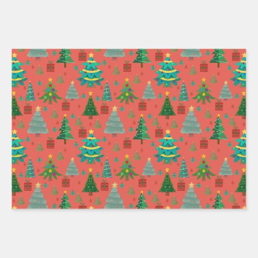 Feuille De Papier Cadeau Motif de Noël mignon et amusant (Devant 3)