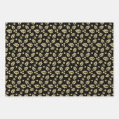 Feuille De Papier Cadeau Motif de Noël moderne noir et or (Devant 3)