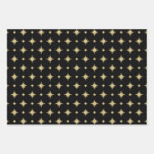 Feuille De Papier Cadeau Motif de Noël moderne noir et or (Devant 2)