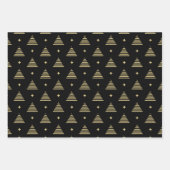 Feuille De Papier Cadeau Motif de Noël moderne noir et or (Devant)