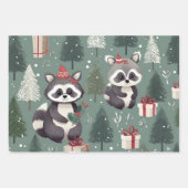 Feuille De Papier Cadeau Motif de Noël Raccoon (Devant 2)