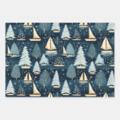 Feuille De Papier Cadeau Motif de Noël rétro Nautique (Devant 3)