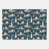 Feuille De Papier Cadeau Motif de Noël rétro Nautique (Devant)