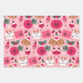 Feuille De Papier Cadeau Motif de Noël rose (Devant)