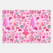 Feuille De Papier Cadeau Motif de Noël rose (Devant 2)