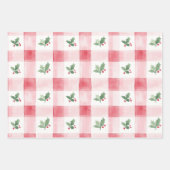 Feuille De Papier Cadeau Motif de Noël rose rouge vert rétro (Devant)