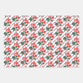 Feuille De Papier Cadeau Motif de Noël rouge et or rayé (Devant 3)