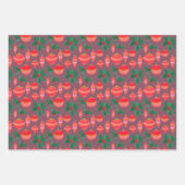 Feuille De Papier Cadeau Motif de Noël rouge et or rayé (Devant)