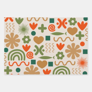 Feuille De Papier Cadeau Motif de Noël scandinave du milieu du siècle