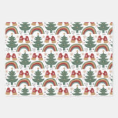 Feuille De Papier Cadeau Motif de Noël Vert Rouge Blanc (Devant)