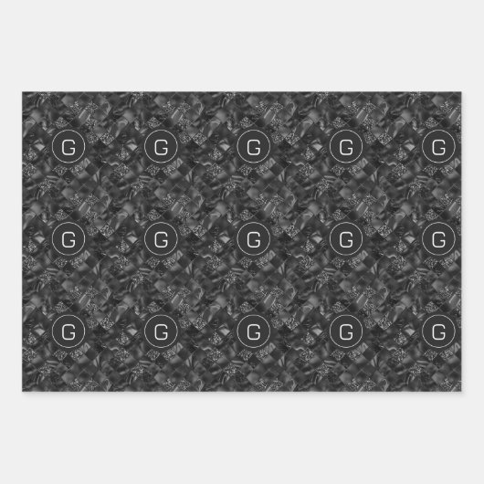 Feuille De Papier Cadeau Motif de Parties scintillant moderne Monogramme Bl (Devant 3)