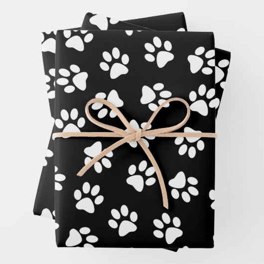 Feuille De Papier Cadeau Motif De Pâtes, Patrouilles De Chien, Paws Blanche (En situation)