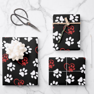 Feuille De Papier Cadeau Motif De Pattes, Pattes Blanches, Pattes Rouges, C