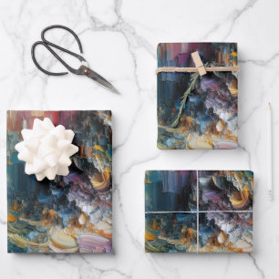 Feuille De Papier Cadeau Motif de peinture texturé épais