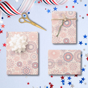 Feuille De Papier Cadeau Motif de pétards du Jour de l'Indépendance du 4 ju