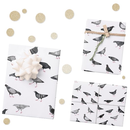 Feuille De Papier Cadeau Motif de pigeon