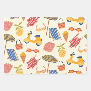Feuille De Papier Cadeau Motif de plage d'été italien La dolce Vita 