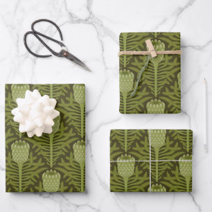Feuille De Papier Cadeau Motif de plante verte sereine pour décoration mode