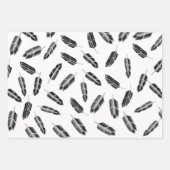 Feuille De Papier Cadeau Motif de plume noire (Devant 2)