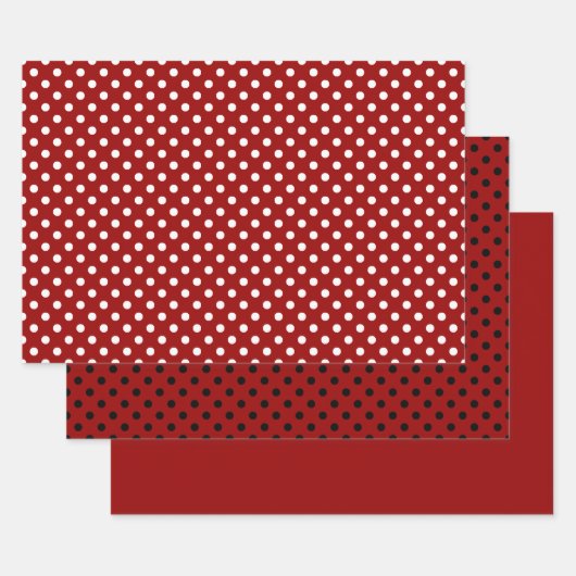 Feuille De Papier Cadeau Motif de point blanc noir rouge (Lot)