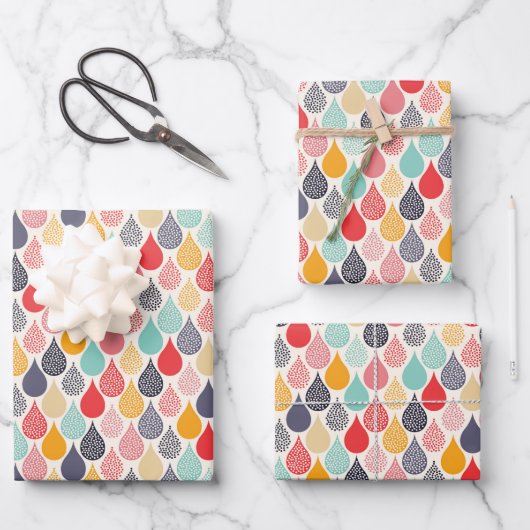 Feuille De Papier Cadeau Motif de point d'art pop Raindrop (Recto)
