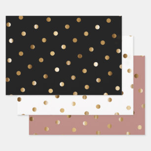 Feuille De Papier Cadeau Motif de point de Polka Gold