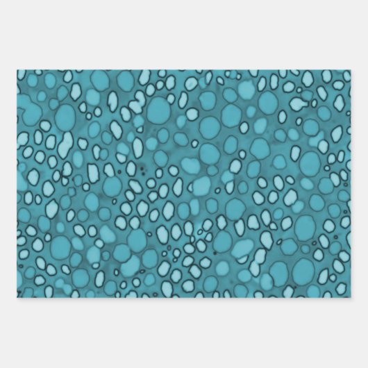 Feuille De Papier Cadeau Motif de point Polka de bulle bleue Abstraite (Devant 2)