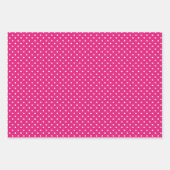 Feuille De Papier Cadeau Motif de points Polka blanc et rose chaud (Devant 3)