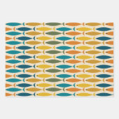Feuille De Papier Cadeau Motif de poisson moderne du milieu du siècle (Devant 3)