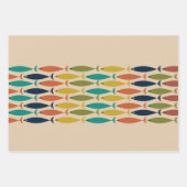 Feuille De Papier Cadeau Motif de poisson moderne du milieu du siècle (Devant 2)