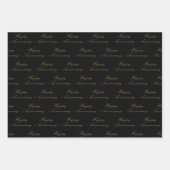 Feuille De Papier Cadeau Motif de police du script Gold happy anniversaire (Devant 3)