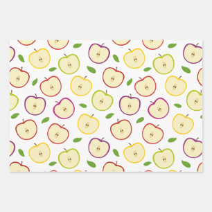 Feuille De Papier Cadeau Motif de pomme coloré