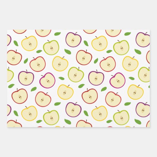 Feuille De Papier Cadeau Motif de pomme coloré (Devant)