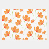 Feuille De Papier Cadeau Motif de Poppies d'aquarelle orange (Devant 2)