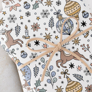 Feuille De Papier Cadeau Motif de Renne Moderne pour Noël Personnalisé